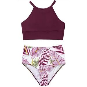 SHENHE Women's High Waisted Two Piece Bikini Sets Swimsuit High Cut Sz L